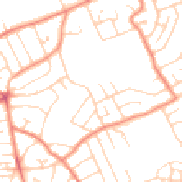 Daytime road noise heatmap for YO31 0LQ