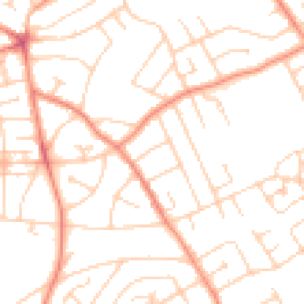 Daytime road noise heatmap for YO31 0PZ