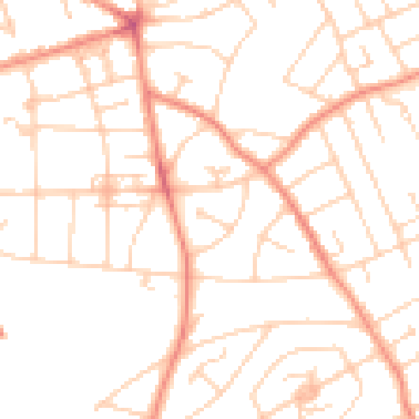 Daytime road noise heatmap for YO31 0SU
