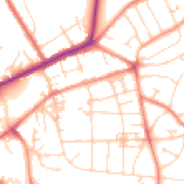 Daytime road noise heatmap for YO31 0TS