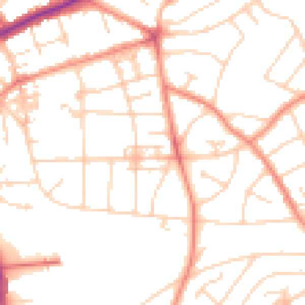 Daytime road noise heatmap for YO31 0UA