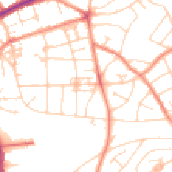 Daytime road noise heatmap for YO31 0UB