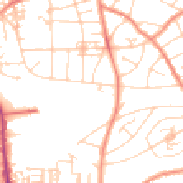 Daytime road noise heatmap for YO31 0UF