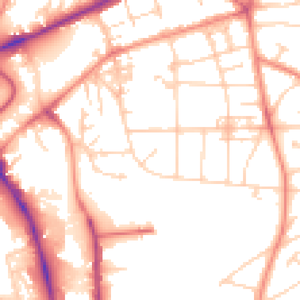 Daytime road noise heatmap for YO31 0UZ