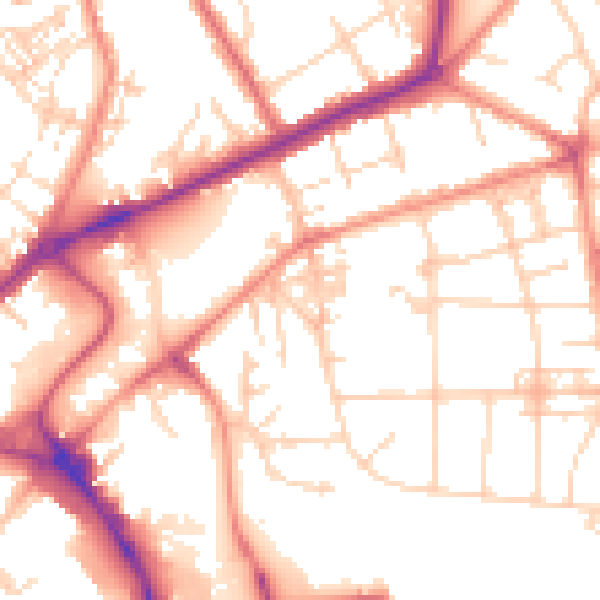 Daytime road noise heatmap for YO31 0XJ
