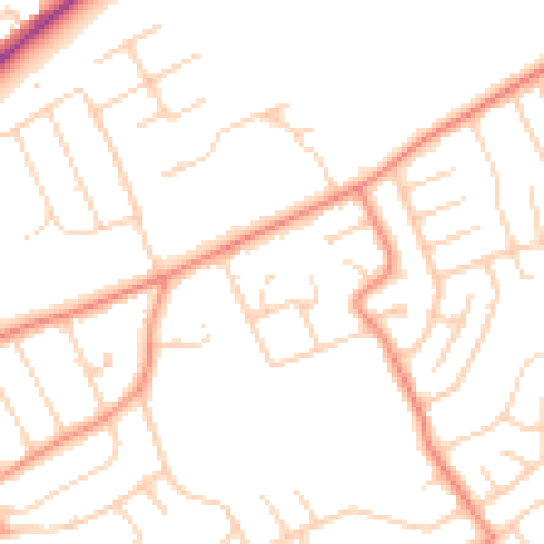 Daytime road noise heatmap for YO31 1AB