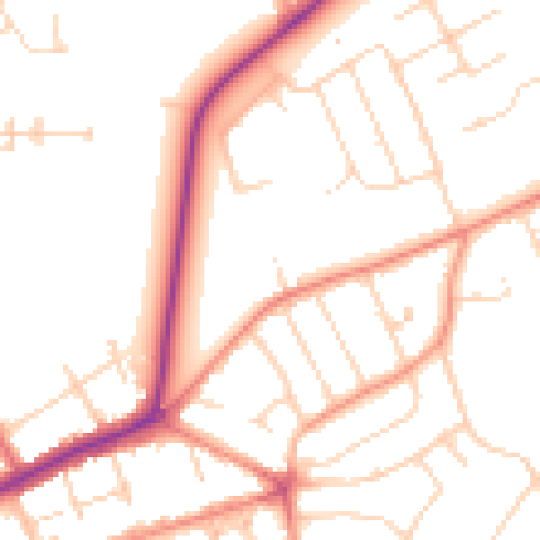 Daytime road noise heatmap for YO31 1BE