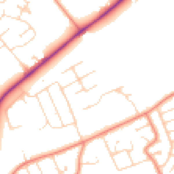 Daytime road noise heatmap for YO31 1DU