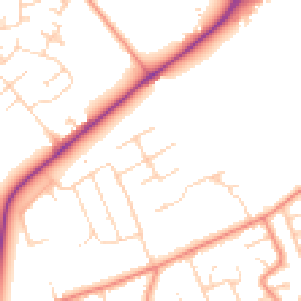 Daytime road noise heatmap for YO31 1DX