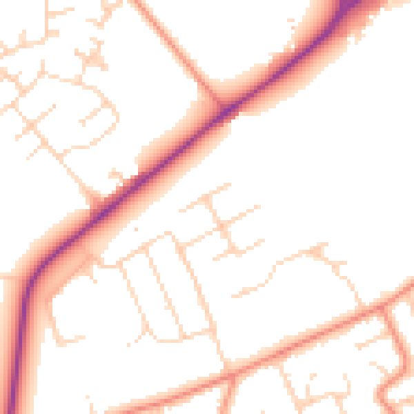 Daytime road noise heatmap for YO31 1DY