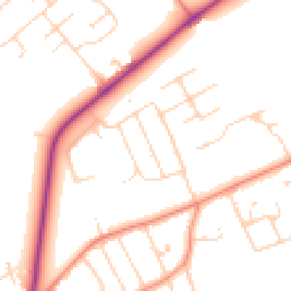 Daytime road noise heatmap for YO31 1ED