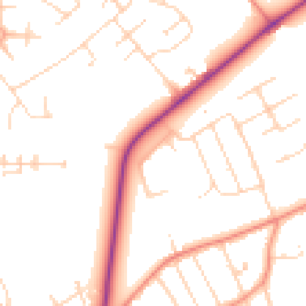 Daytime road noise heatmap for YO31 1EH