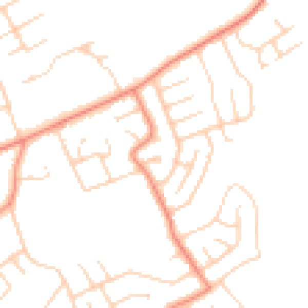 Daytime road noise heatmap for YO31 1HE