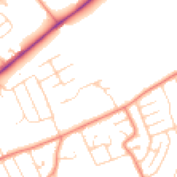 Daytime road noise heatmap for YO31 1JB