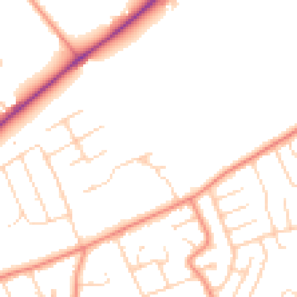 Daytime road noise heatmap for YO31 1JE