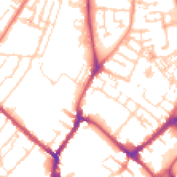 Daytime road noise heatmap for YO31 7DE
