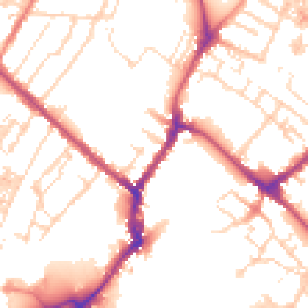 Daytime road noise heatmap for YO31 7EA