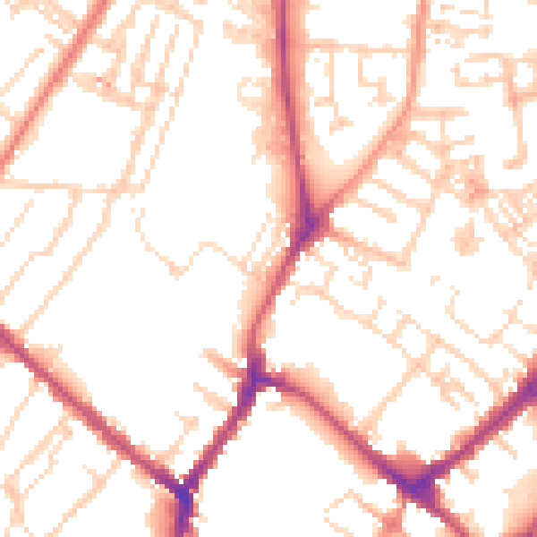 Daytime road noise heatmap for YO31 7EL