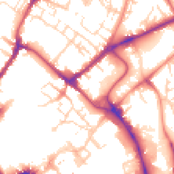 Daytime road noise heatmap for YO31 7HZ