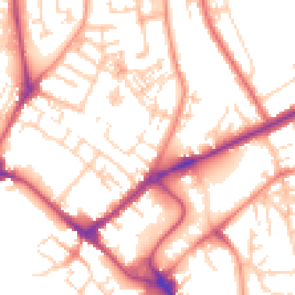 Daytime road noise heatmap for YO31 7LA
