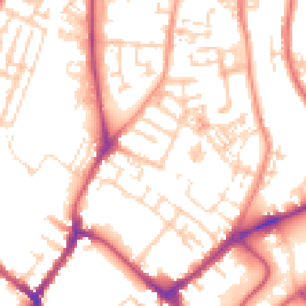 Daytime road noise heatmap for YO31 7NG