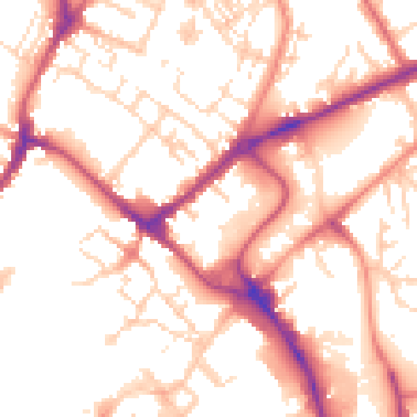 Daytime road noise heatmap for YO31 7NR