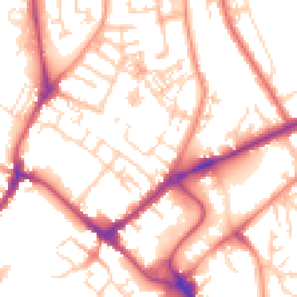 Daytime road noise heatmap for YO31 7NT