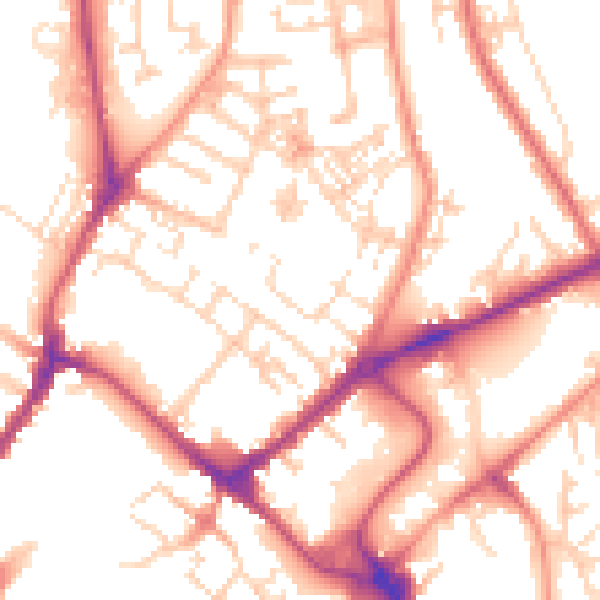 Daytime road noise heatmap for YO31 7NX