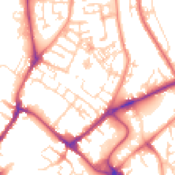 Daytime road noise heatmap for YO31 7NY