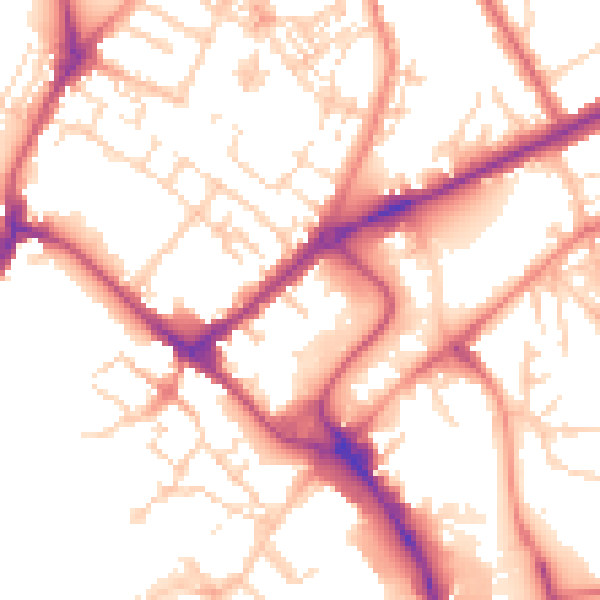 Daytime road noise heatmap for YO31 7PQ