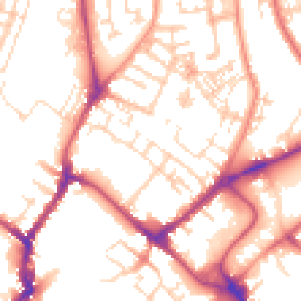 Daytime road noise heatmap for YO31 7PR