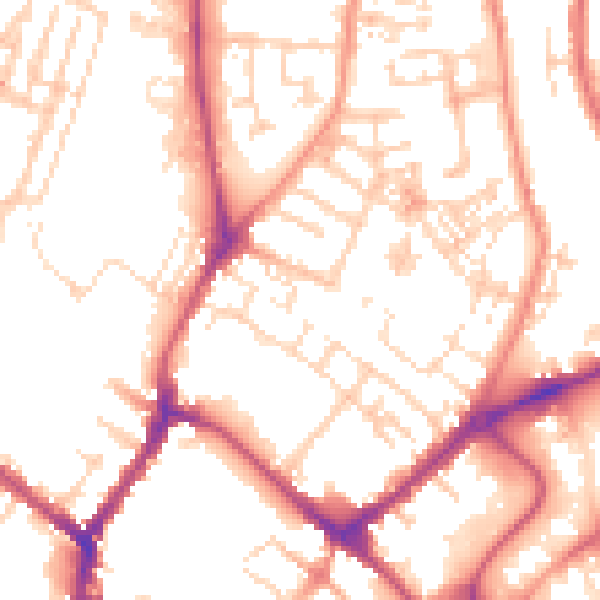 Daytime road noise heatmap for YO31 7PY