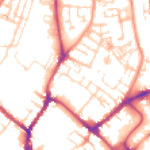 Daytime road noise heatmap for YO31 7QB
