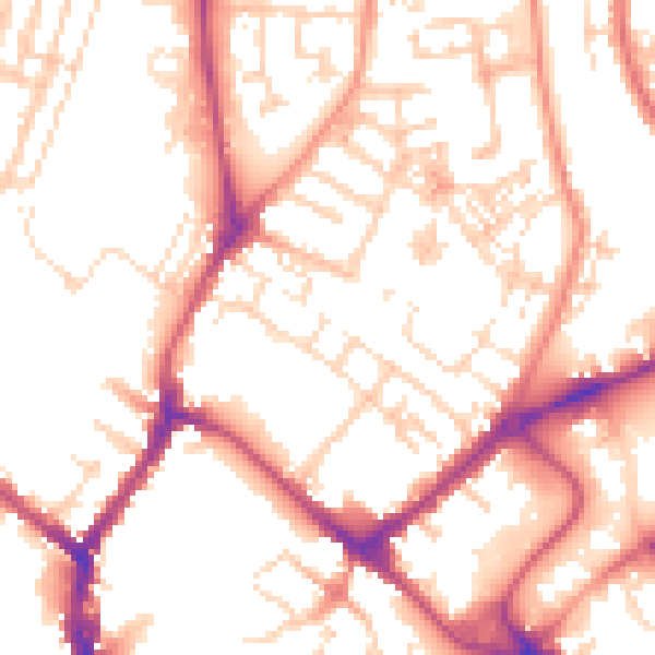 Daytime road noise heatmap for YO31 7QJ