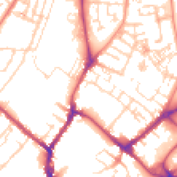 Daytime road noise heatmap for YO31 7QQ
