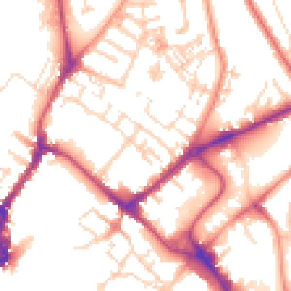 Daytime road noise heatmap for YO31 7QU