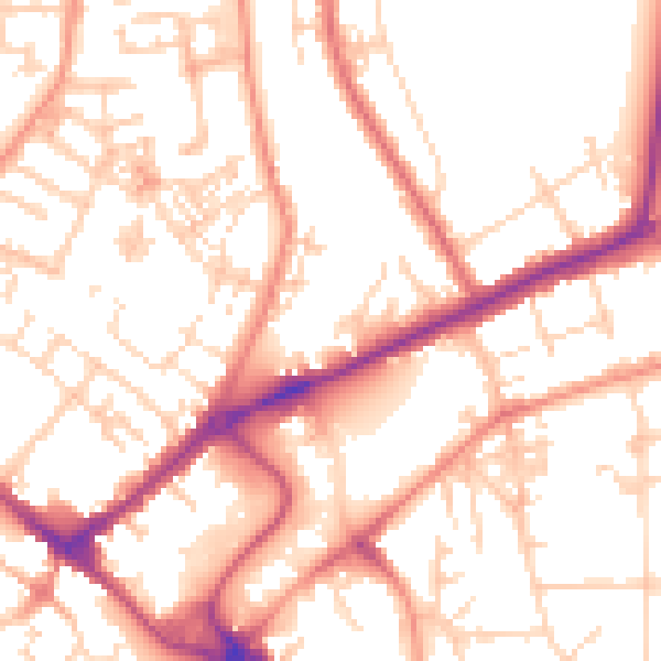 Daytime road noise heatmap for YO31 7SL