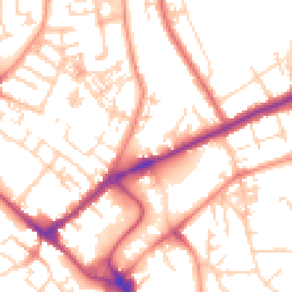 Daytime road noise heatmap for YO31 7SY