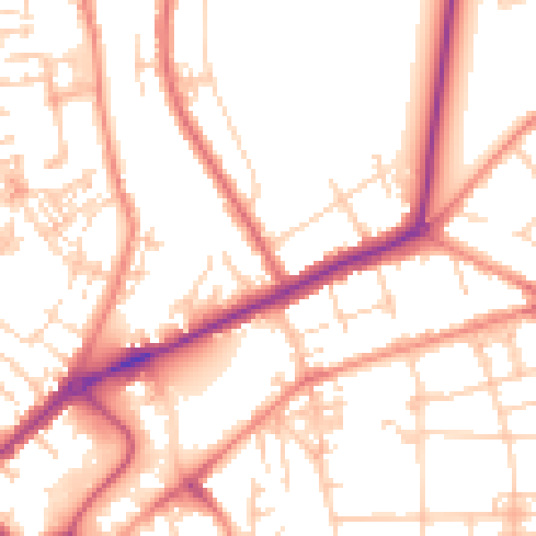 Daytime road noise heatmap for YO31 7TH