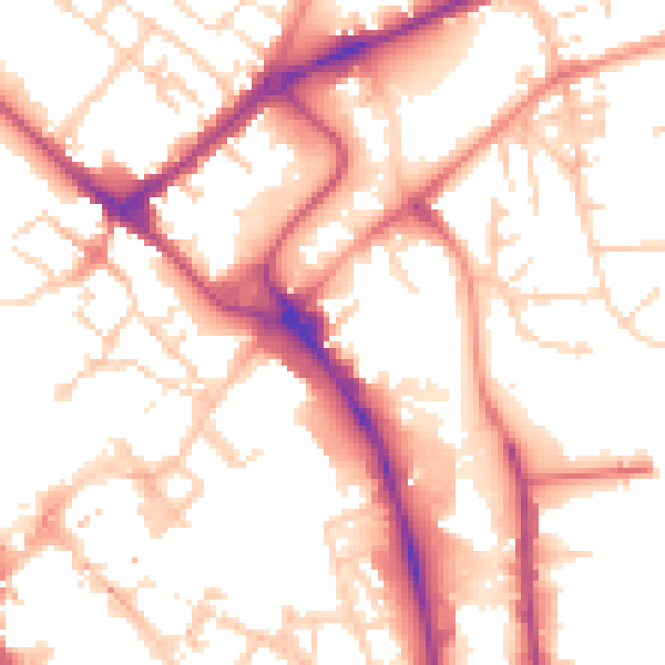 Daytime road noise heatmap for YO31 7UB