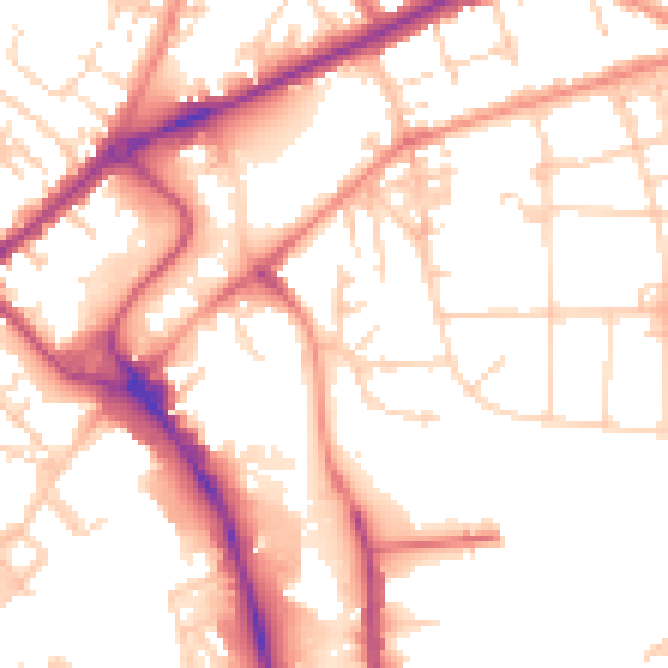 Daytime road noise heatmap for YO31 7XQ
