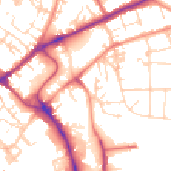 Daytime road noise heatmap for YO31 7XR