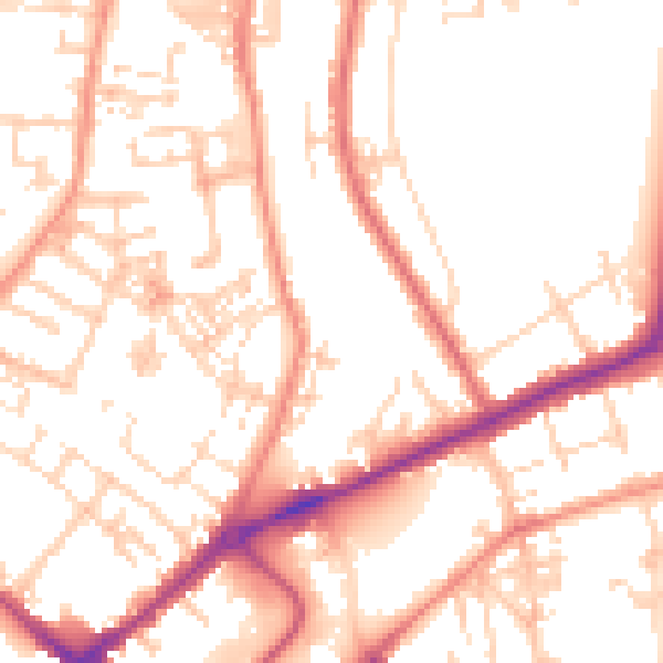 Daytime road noise heatmap for YO31 8AA