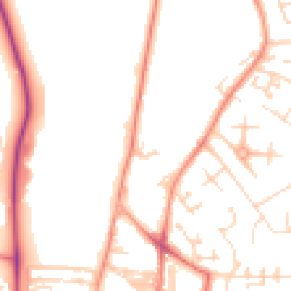 Daytime road noise heatmap for YO31 8FY
