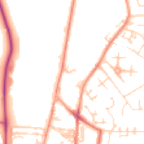 Daytime road noise heatmap for YO31 8FZ