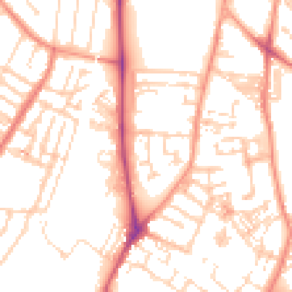 Daytime road noise heatmap for YO31 8HW