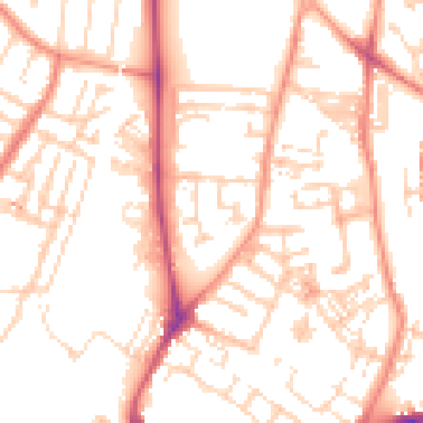 Daytime road noise heatmap for YO31 8JS