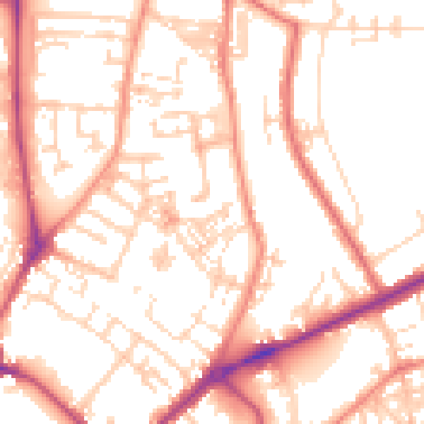 Daytime road noise heatmap for YO31 8LH