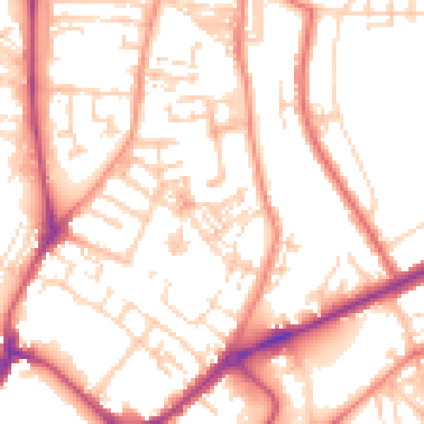 Daytime road noise heatmap for YO31 8LJ