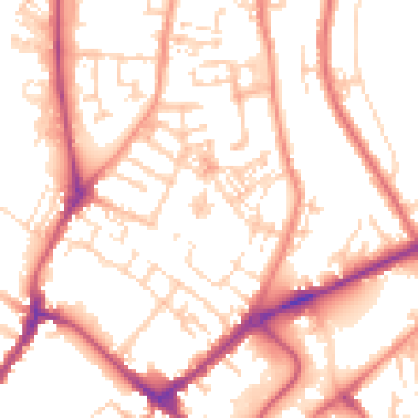 Daytime road noise heatmap for YO31 8LP
